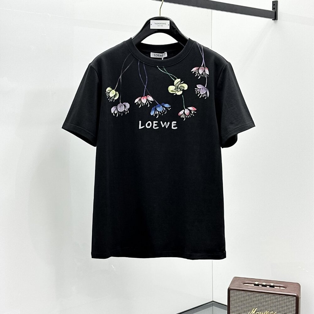 New Loewe Short-sleeved Crew Neck Relaxed Fit Cotton T-shirt